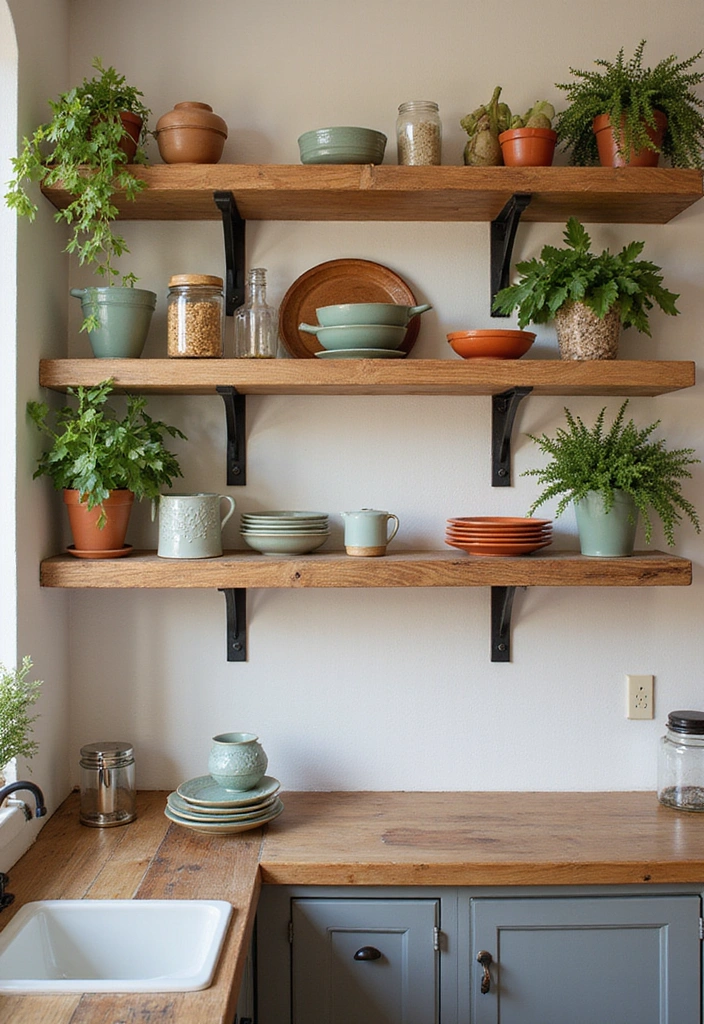 13 Industrial Open Kitchen Shelf Ideas That Will Add Edge to Your Home! - 2. Wooden Planks with Metal Brackets