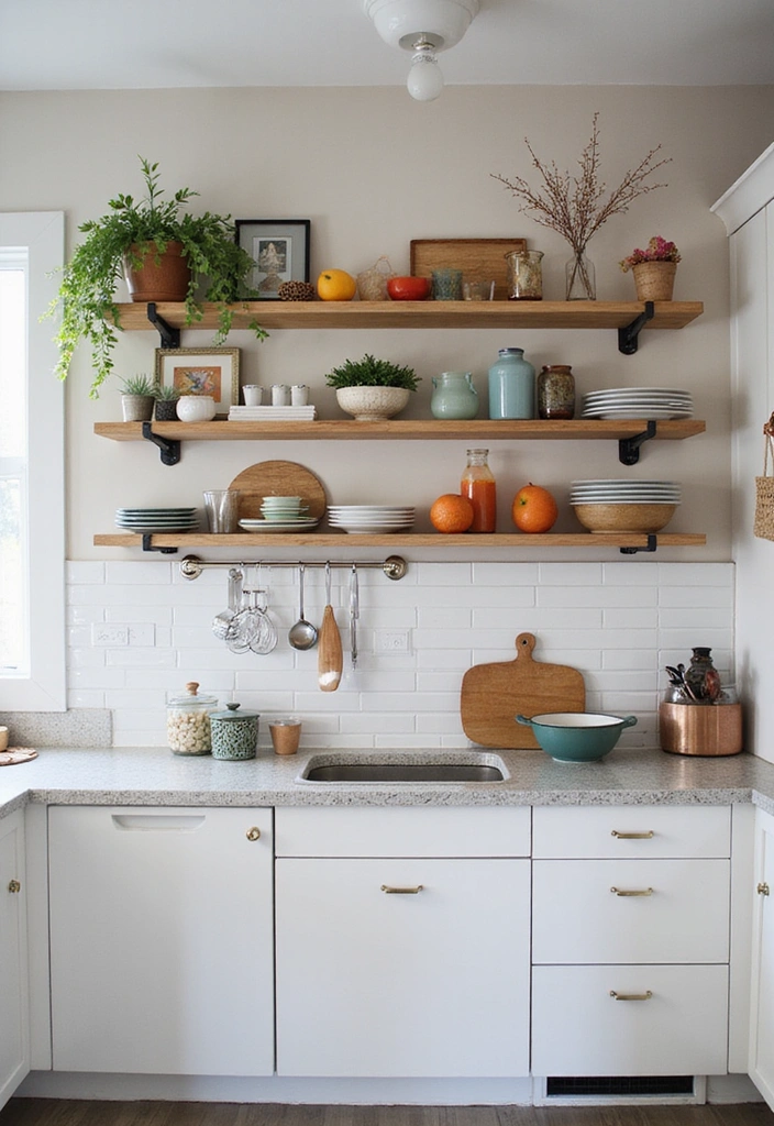 13 Industrial Open Kitchen Shelf Ideas That Will Add Edge to Your Home! - 3. Floating Metal Shelves