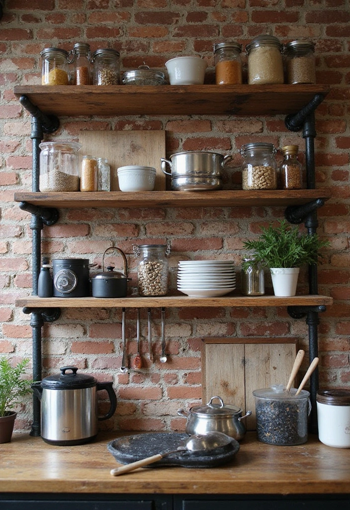 13 Industrial Open Kitchen Shelf Ideas That Will Add Edge to Your Home! - 6. Industrial Pipe Shelves
