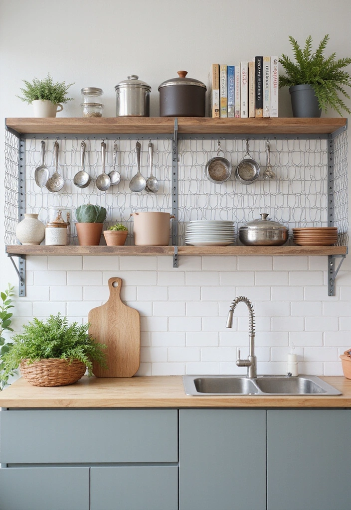 13 Industrial Open Kitchen Shelf Ideas That Will Add Edge to Your Home! - 9. Wire Mesh Shelves