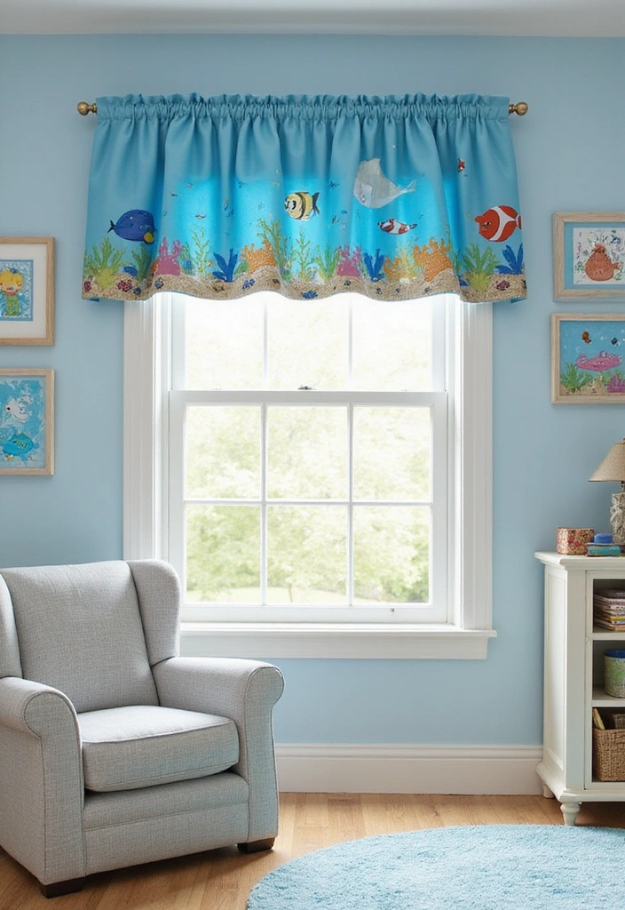 14 Adorable Kids Room Window Valance Ideas That Will Make Them Smile (#3 Is a Winner!) - 5. Under the Sea Valance