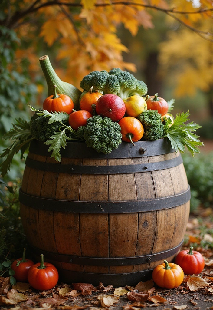 14 Stunning Container Vegetable Garden Ideas for Fall (Perfect for Small Spaces!) - 6. Repurposed Wine Barrels