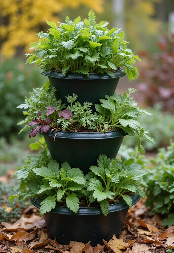 14 Stunning Container Vegetable Garden Ideas for Fall (Perfect for Small Spaces!) - 7. Compact Stackable Planters