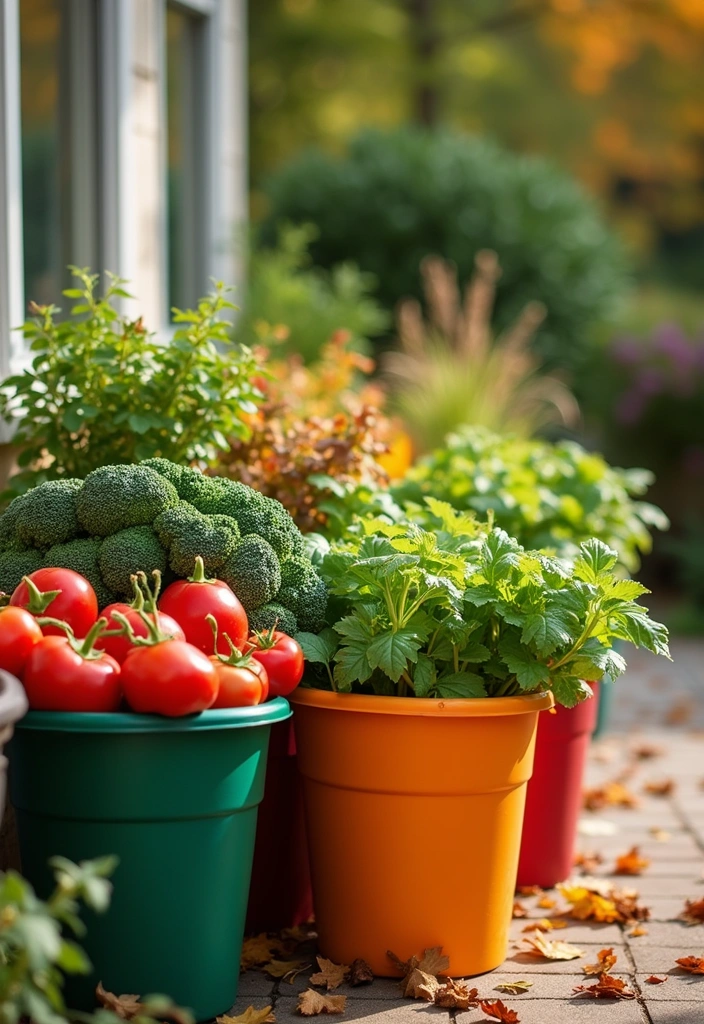 14 Stunning Container Vegetable Garden Ideas for Fall (Perfect for Small Spaces!) - 8. Colorful Plastic Containers