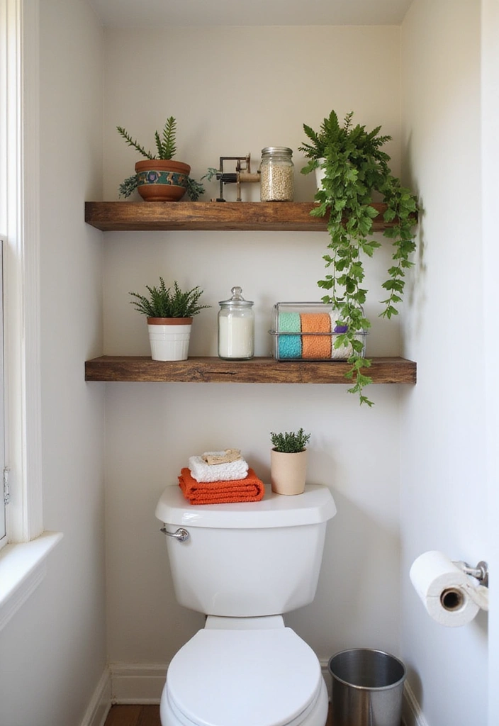 14 Trendy DIY Bathroom Decor Ideas That'll Have Your Guests Asking 'Where Did You Get That?' - 1. Upcycled Wood Shelves