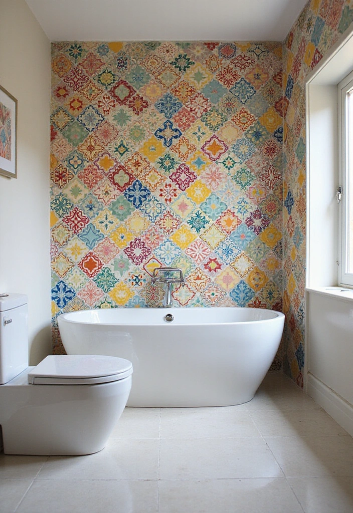14 Trendy DIY Bathroom Decor Ideas That'll Have Your Guests Asking 'Where Did You Get That?' - 2. Colorful Tile Accent Wall