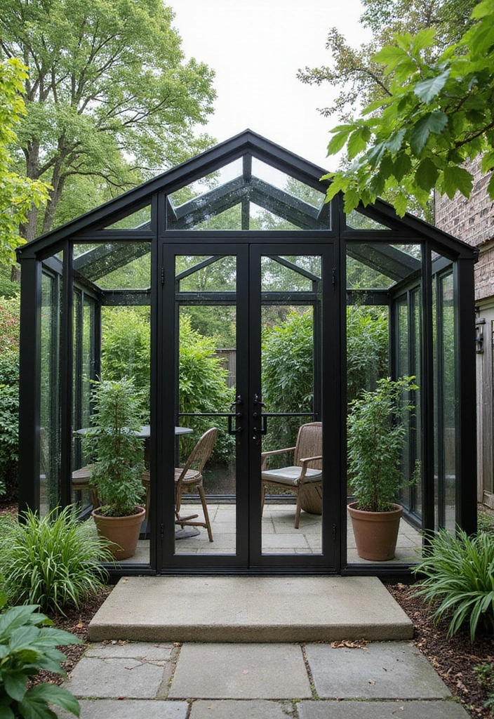 15 Modern Garden Room Designs That Redefine Outdoor Living (Prepare to Be Inspired!) - 3. Sleek Glass and Steel