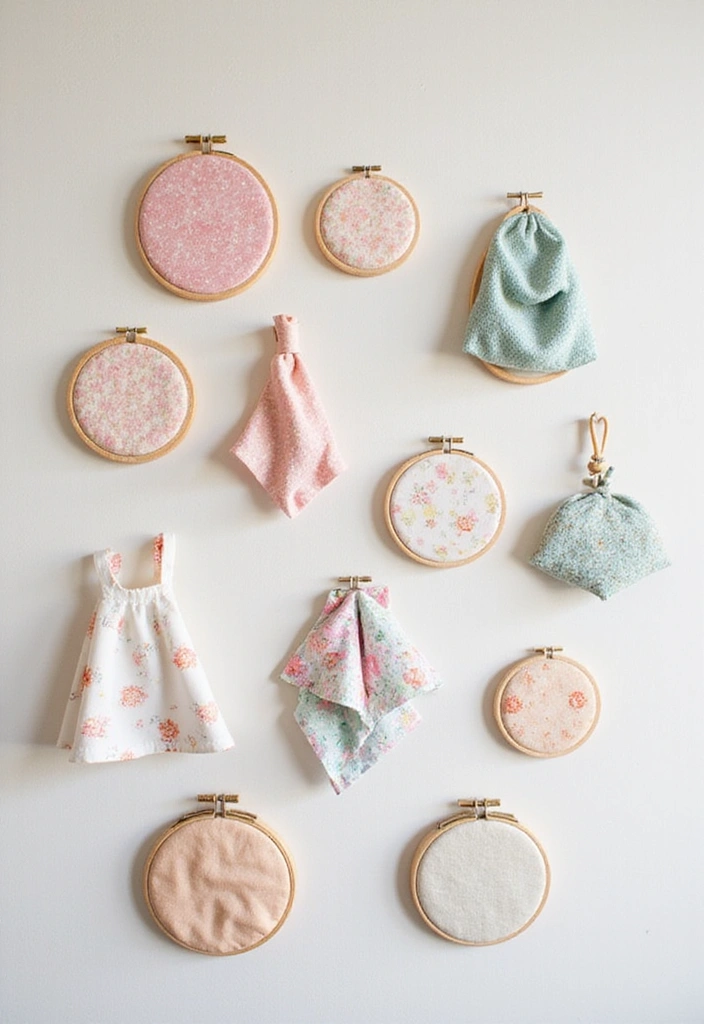 15 Unique Fabric Wall Hangings to Brighten Up Your Home (You Won't Believe #8!) - 10. Fabric Hoop Art