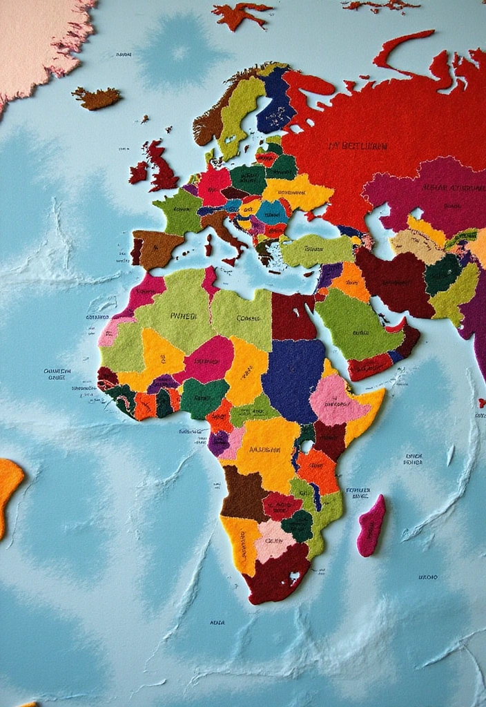 15 Unique Fabric Wall Hangings to Brighten Up Your Home (You Won't Believe #8!) - 13. Textile Map Wall Art