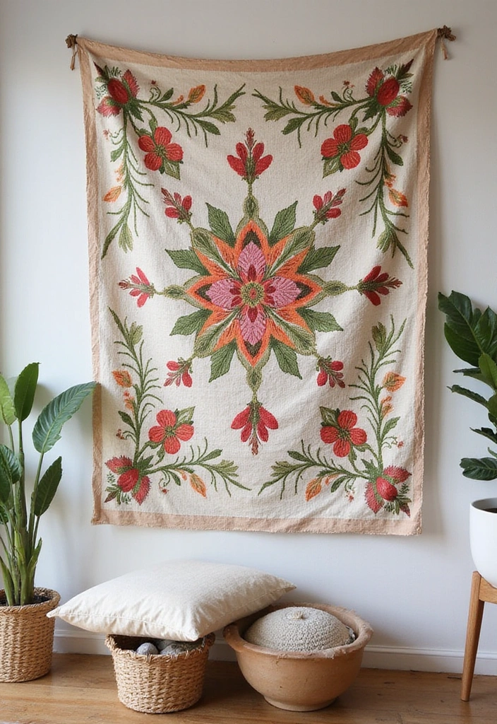 15 Unique Fabric Wall Hangings to Brighten Up Your Home (You Won't Believe #8!) - 7. Embroidered Wall Hangings