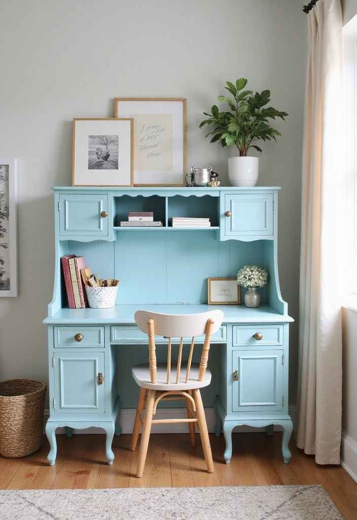 15 Vintage Furniture Transformations That Will Make You Fall in Love Again (#9 Is a Showstopper!) - 10. The Bright Refresh of a Vintage Writing Desk