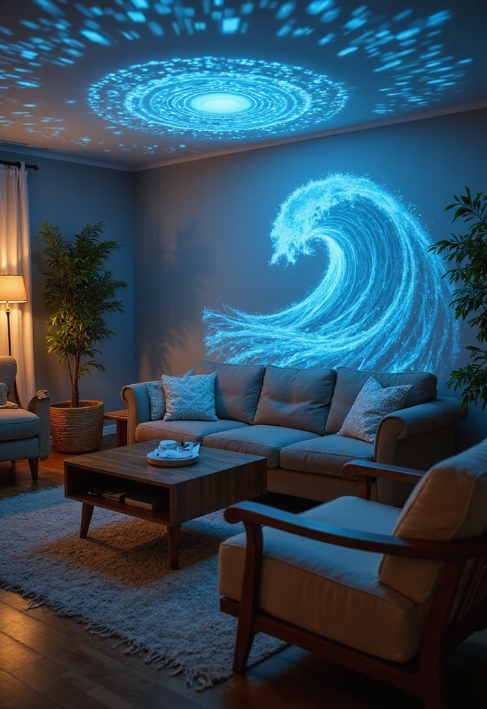 16 Beach Themed Lighting Ideas That Will Turn Your Living Room into a Relaxing Oasis! - 13. Ocean Wave Projectors