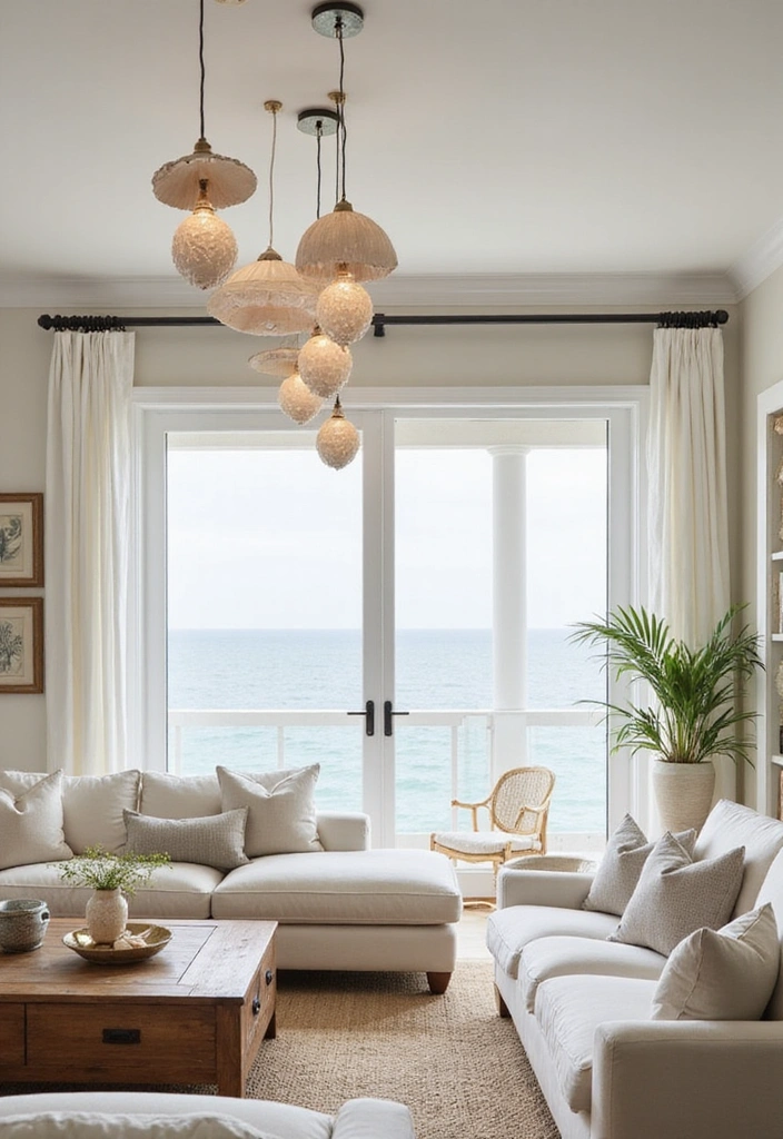 16 Beach Themed Lighting Ideas That Will Turn Your Living Room into a Relaxing Oasis! - 14. Pendant Lights with Shell Accents