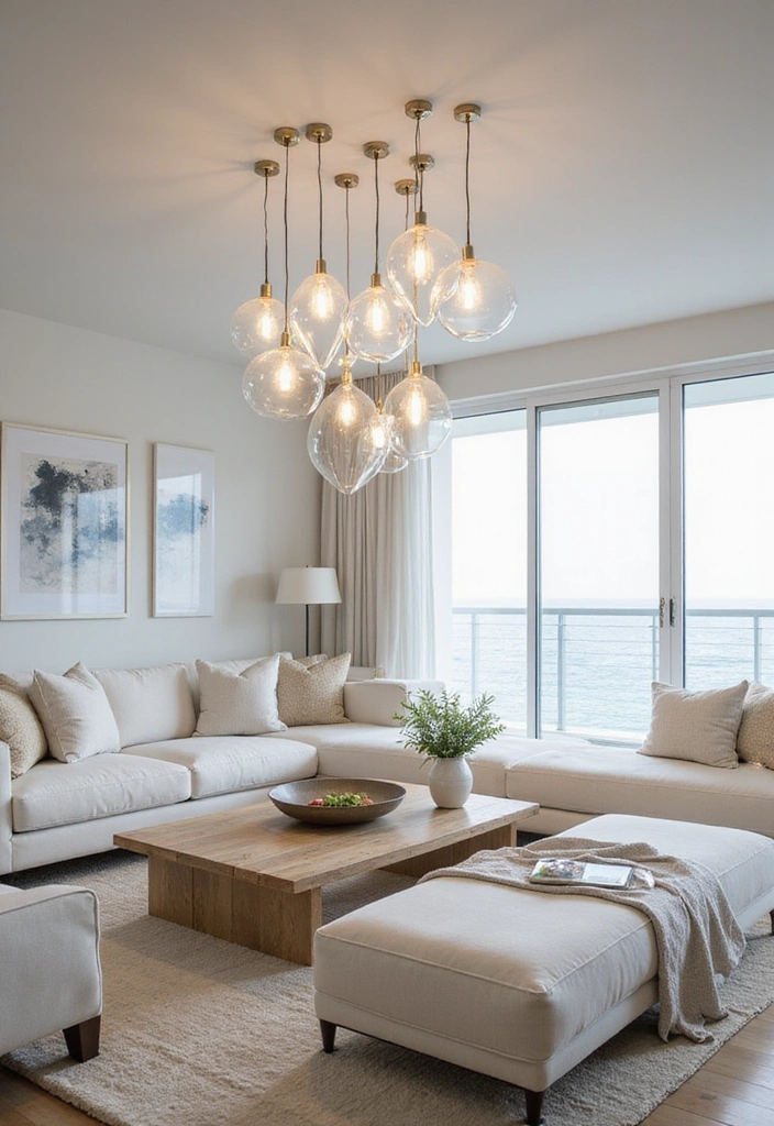 16 Beach Themed Lighting Ideas That Will Turn Your Living Room into a Relaxing Oasis! - 5. Glass Bubble Pendant Lights