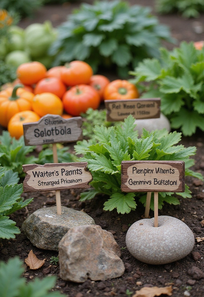 16 Beautiful Fall Vegetable Garden Design Ideas That Will Make Your Neighbors Jealous! - 12. Artistic Plant Labels: Adding Personality