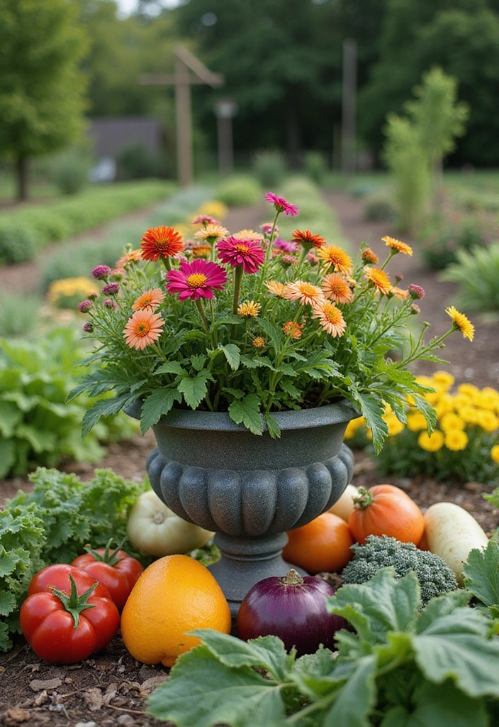 16 Beautiful Fall Vegetable Garden Design Ideas That Will Make Your Neighbors Jealous! - 9. Focal Points: Create a Centerpiece