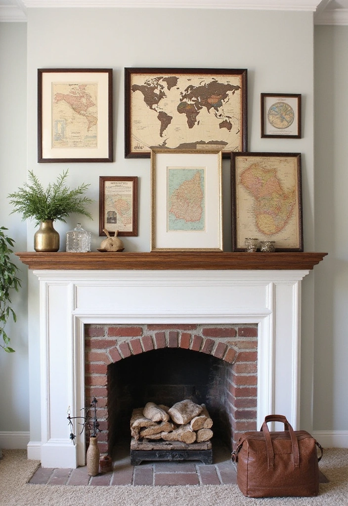 16 Charming Wall Art Ideas for Your Farmhouse Mantel That'll Wow Your Guests (#9 Is a Must-See!) - 12. Vintage Maps