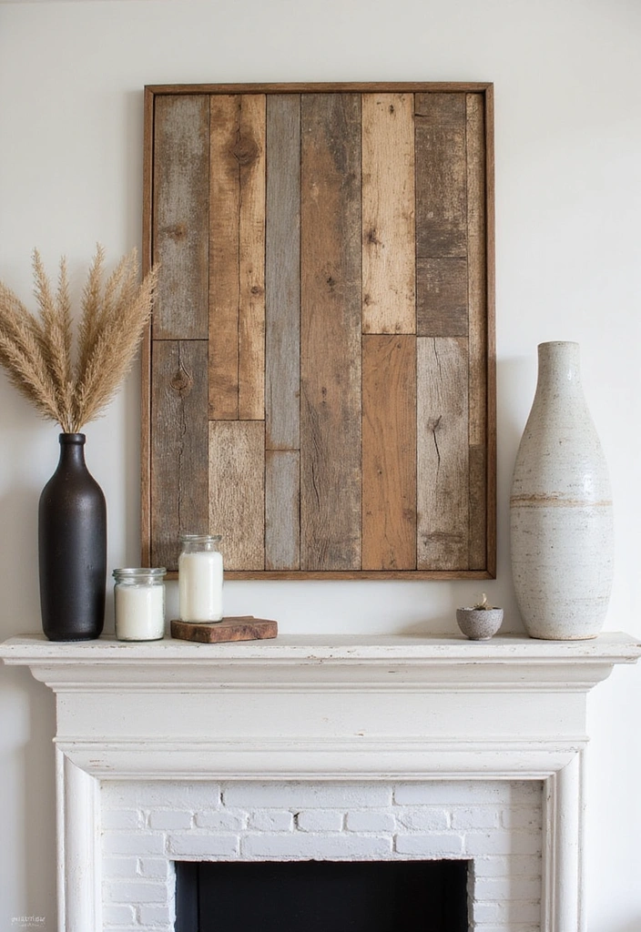 16 Charming Wall Art Ideas for Your Farmhouse Mantel That'll Wow Your Guests (#9 Is a Must-See!) - 14. Reclaimed Wood Art