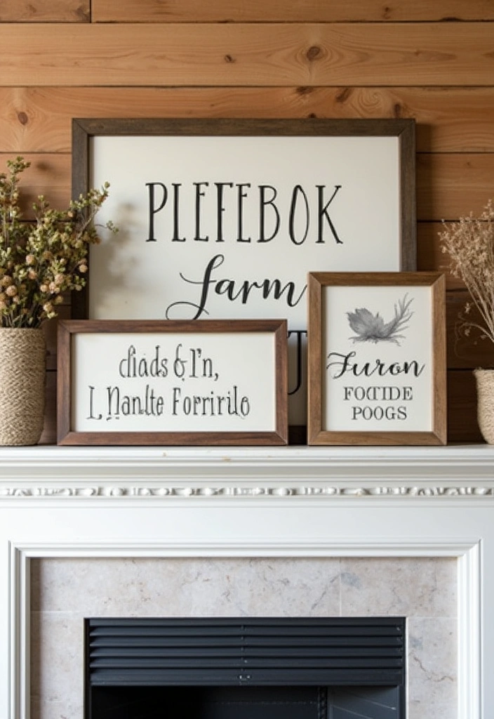 16 Charming Wall Art Ideas for Your Farmhouse Mantel That'll Wow Your Guests (#9 Is a Must-See!) - 3. Farm-Inspired Signs