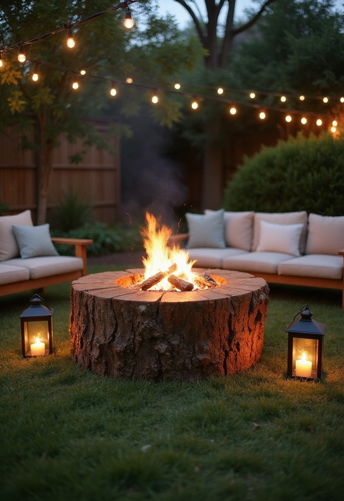 16 Cozy Tree Stump Fire Pit Ideas That'll Make Your Evenings Magical! (Check Out #3!) - 1. Rustic Minimalism