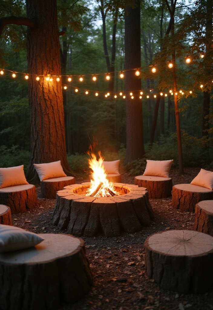 16 Cozy Tree Stump Fire Pit Ideas That'll Make Your Evenings Magical! (Check Out #3!) - 2. Multi-Level Stump Fire Pit