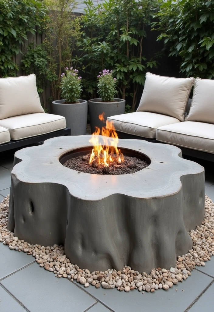 16 Cozy Tree Stump Fire Pit Ideas That'll Make Your Evenings Magical! (Check Out #3!) - 5. DIY Concrete Stump Fire Pit