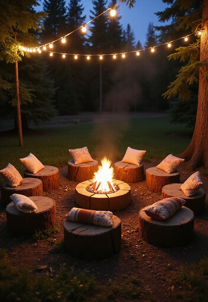 16 Cozy Tree Stump Fire Pit Ideas That'll Make Your Evenings Magical! (Check Out #3!) - 7. Circular Stump Arrangement