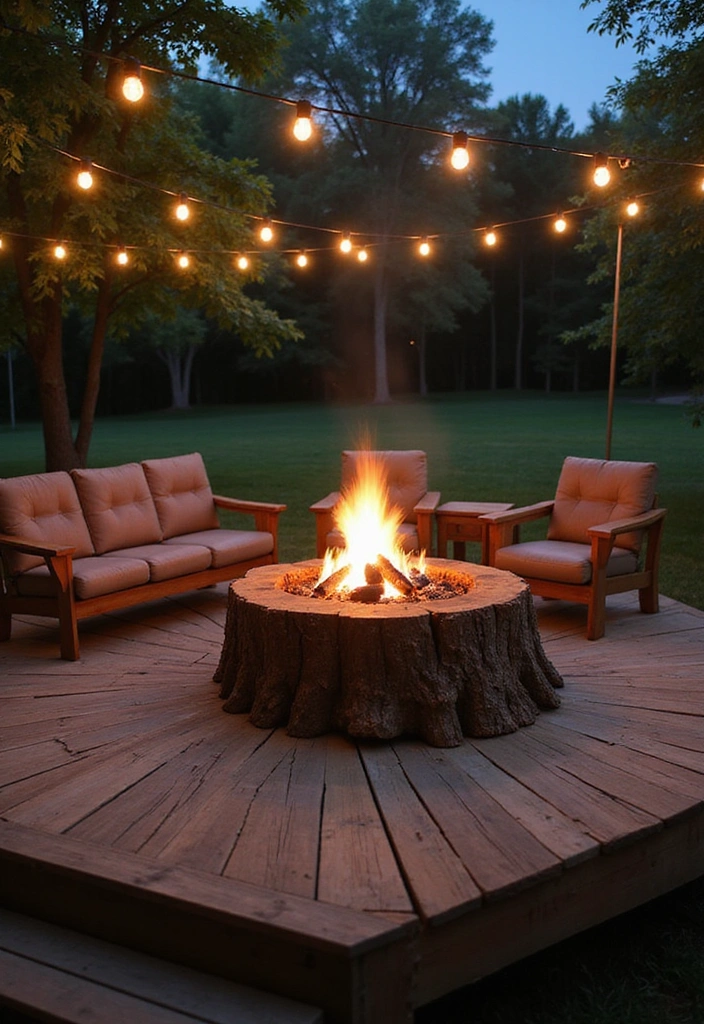 16 Cozy Tree Stump Fire Pit Ideas That'll Make Your Evenings Magical! (Check Out #3!) - 9. Floating Stump Fire Pit