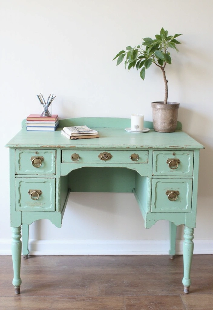 16 Home Office Furniture Makeovers That Will Boost Your Productivity! - 1. Vintage Desk Revamp