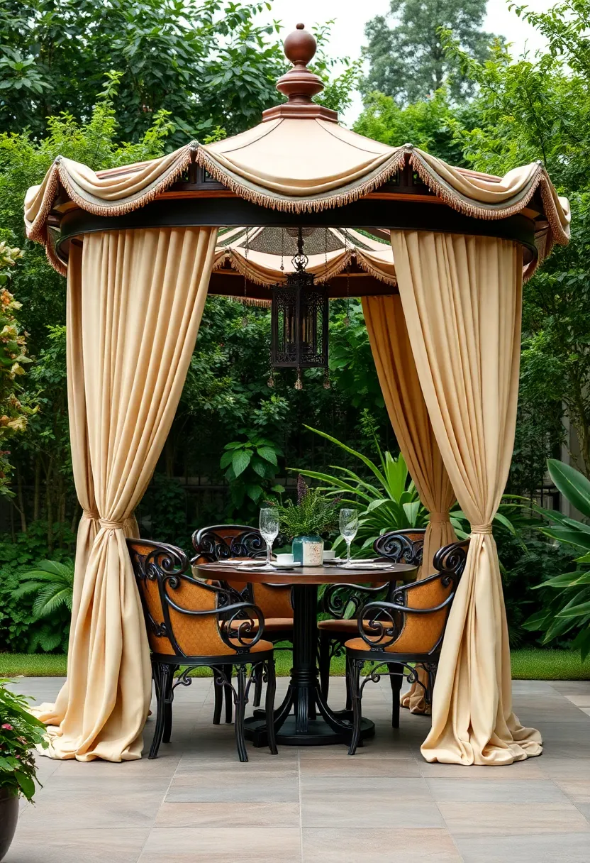 16 Luxury Garden Bistro Set Ideas That’ll Make You Feel Like Royalty (You’ll Want #9!) - 11. Opulent Canopy Bistro Sets