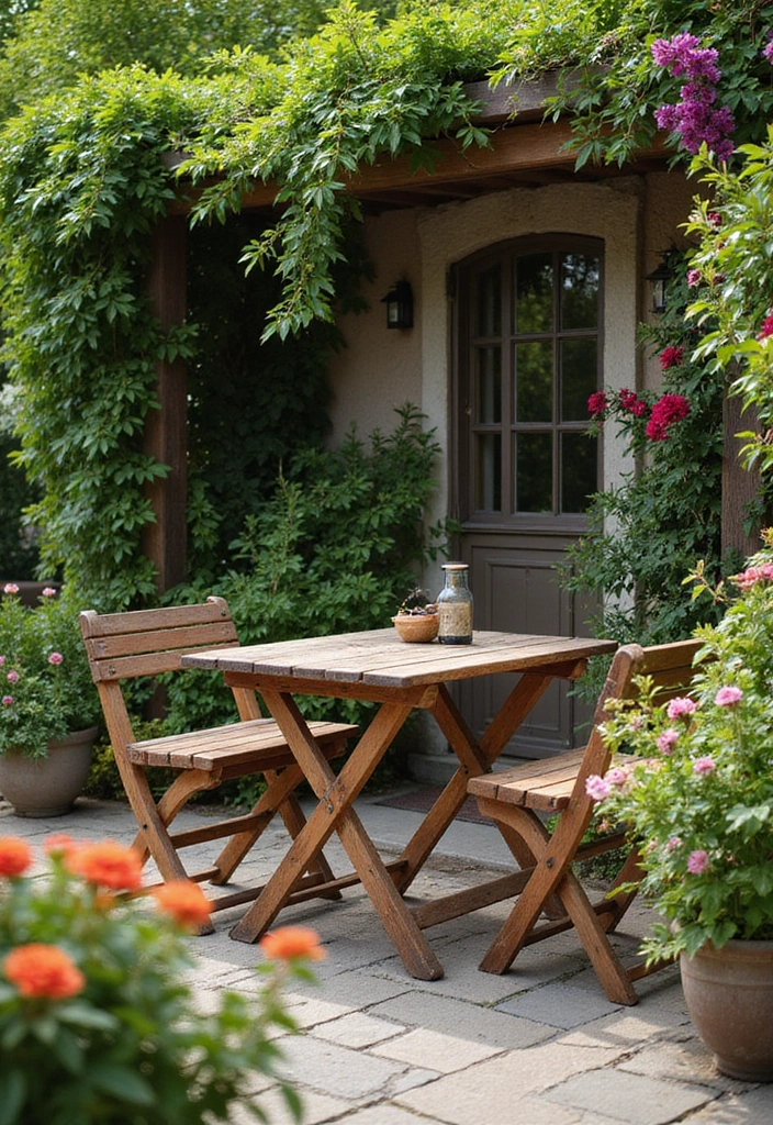 16 Luxury Garden Bistro Set Ideas That’ll Make You Feel Like Royalty (You’ll Want #9!) - 2. Rustic Elegance with Wooden Sets