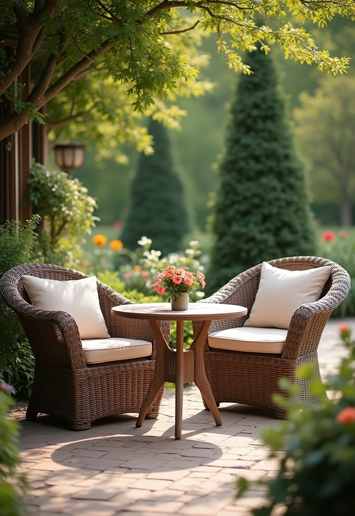 16 Luxury Garden Bistro Set Ideas That’ll Make You Feel Like Royalty (You’ll Want #9!) - 4. Elegant Wicker Wonders