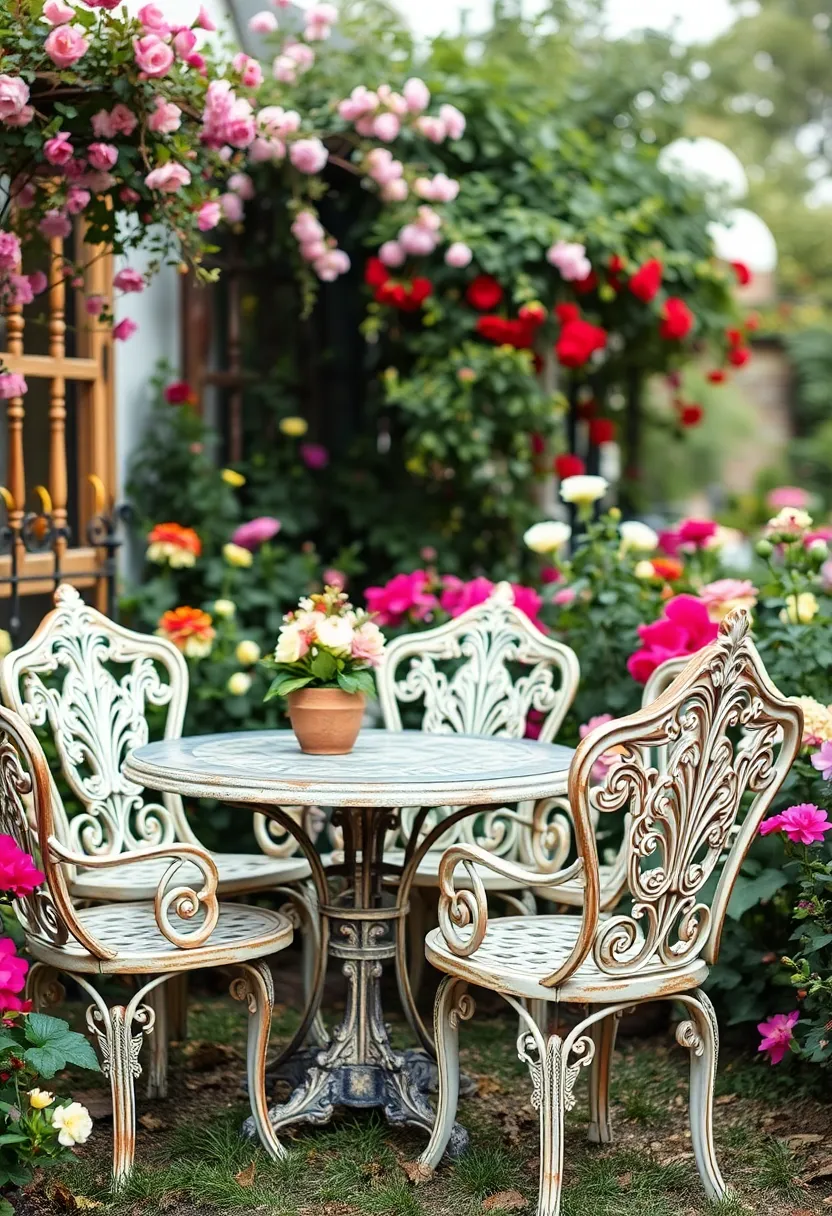 16 Luxury Garden Bistro Set Ideas That’ll Make You Feel Like Royalty (You’ll Want #9!) - 7. Vintage Vibes with Antique Finds