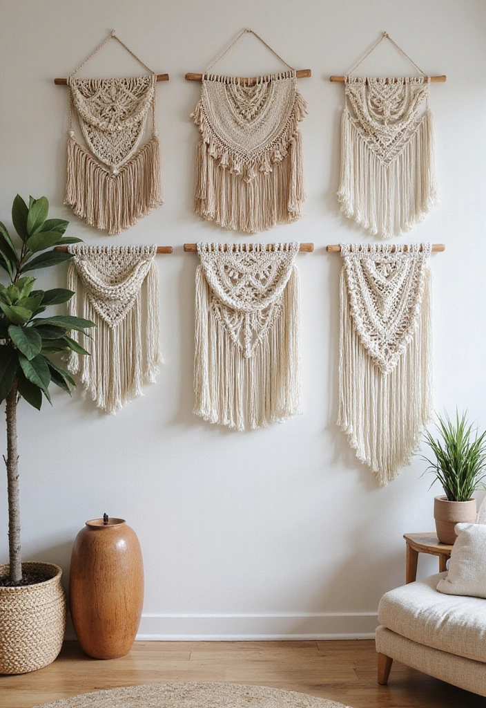 16 Minimalist DIY Wall Hangings That'll Elevate Your Space (You’ll Want to Copy #4!) - 2. Boho Macrame Hangings