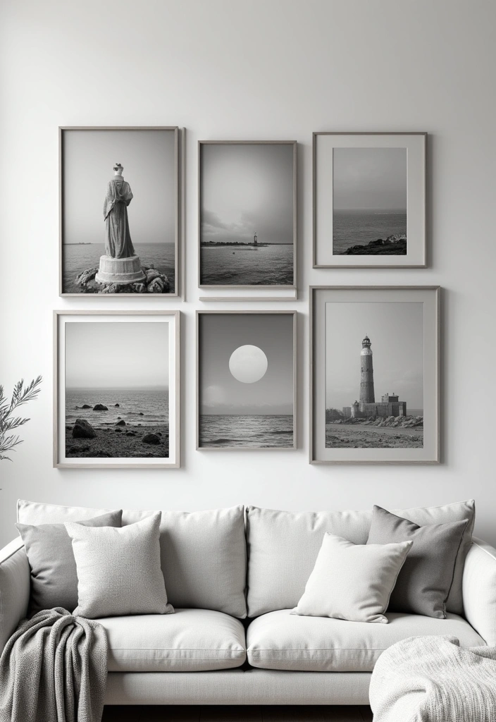 16 Minimalist DIY Wall Hangings That'll Elevate Your Space (You’ll Want to Copy #4!) - 7. Monochrome Photo Collage