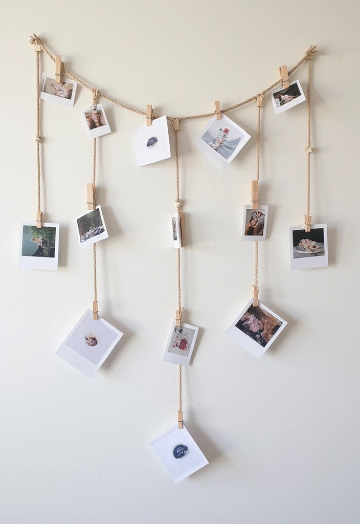 16 Minimalist DIY Wall Hangings That'll Elevate Your Space (You’ll Want to Copy #4!) - 9. Minimalist Wall Hanging with Twine and Clips