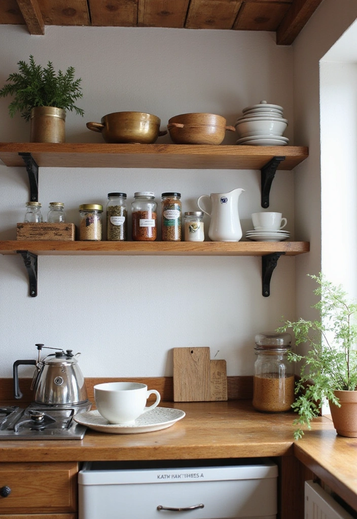 16 Rustic Open Kitchen Shelf Ideas That Bring Warmth to Your Home (Warning: #5 Is a Must-See!) - 11. Functional Beauty