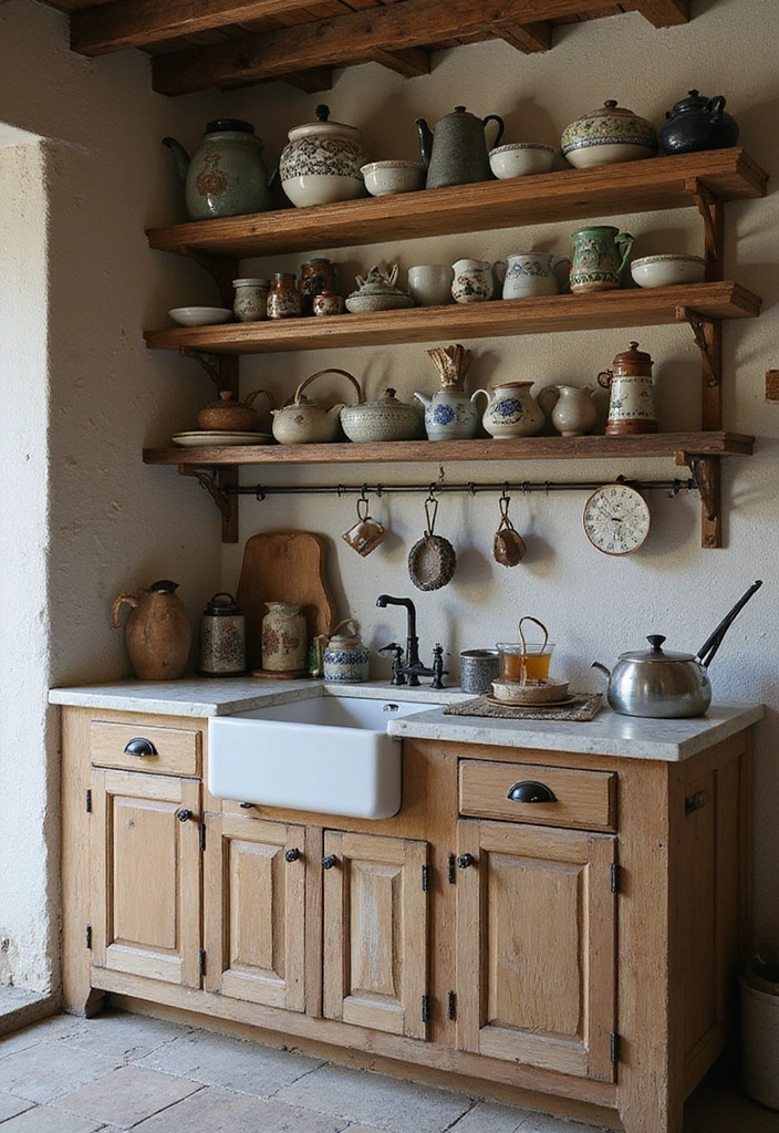 16 Rustic Open Kitchen Shelf Ideas That Bring Warmth to Your Home (Warning: #5 Is a Must-See!) - 16. Themed Collections