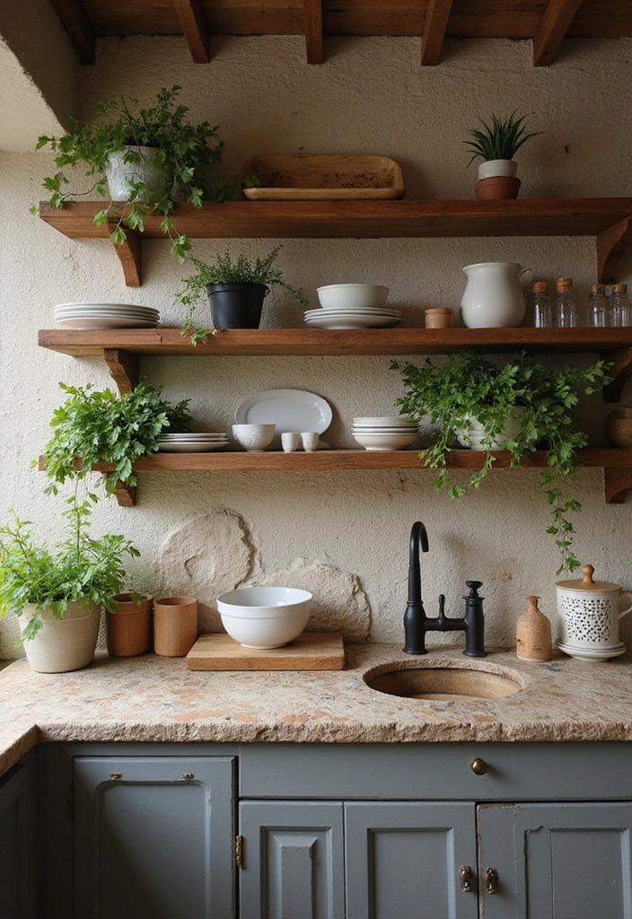 16 Rustic Open Kitchen Shelf Ideas That Bring Warmth to Your Home (Warning: #5 Is a Must-See!) - 4. Natural Elements