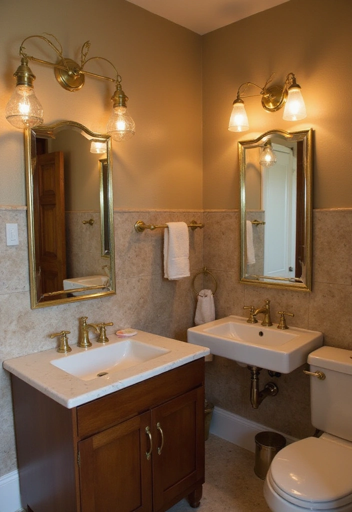 17 Bathroom Lighting Ideas That Will Instantly Elevate Your Space (#11 Is Pure Magic!) - 9. Brass and Gold Fixtures