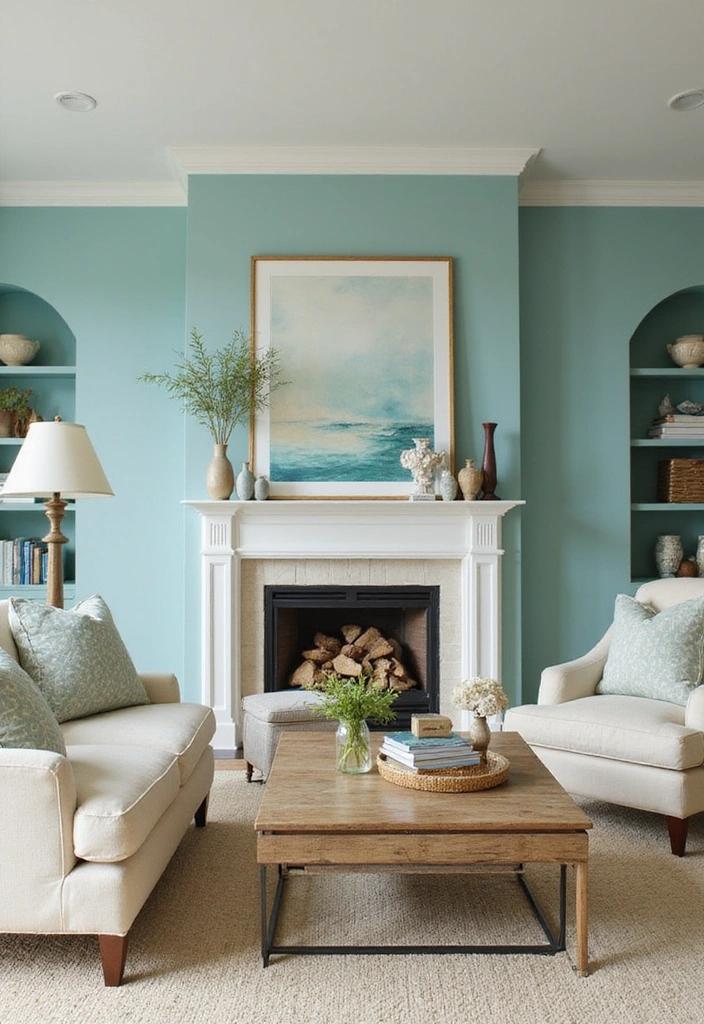 17 Beach Color Palettes That Will Refresh Your Living Room and Your Spirit! - 17. Aqua and Beige Harmony
