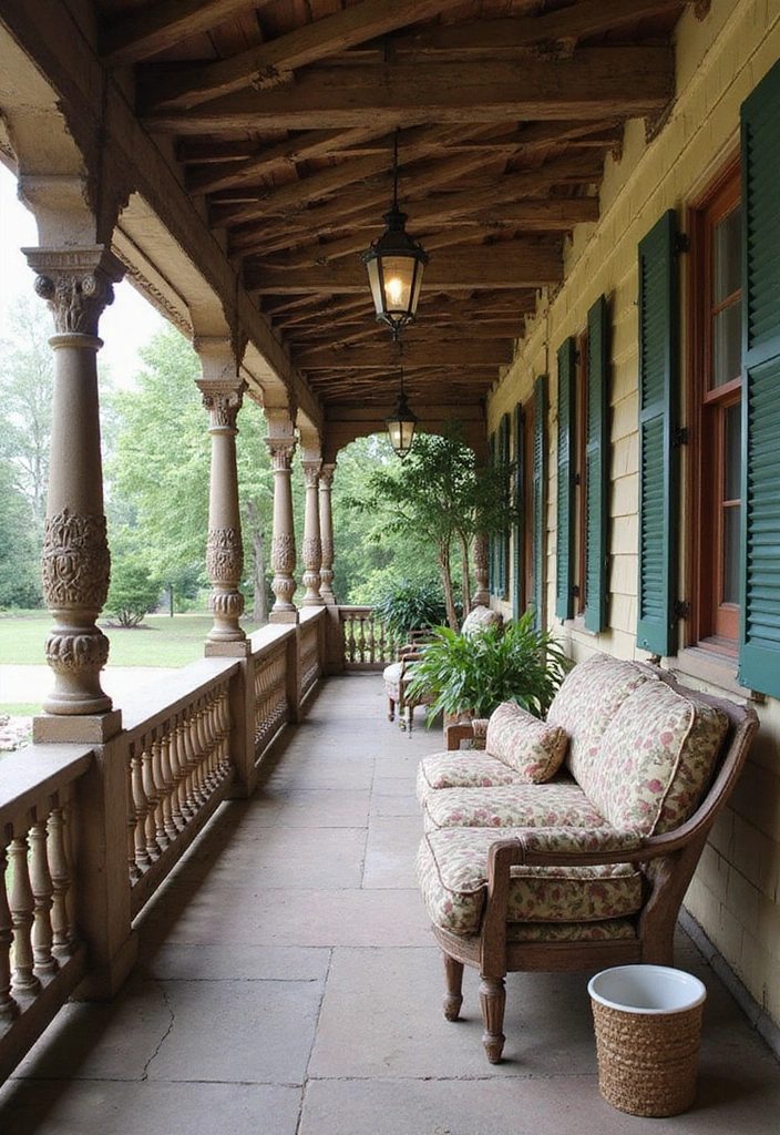 17 Decorative Porch Ceiling Beams That Will Add Character to Your Home (Wait Until You See #6!) - 10. Vintage Beams for a Nostalgic Touch