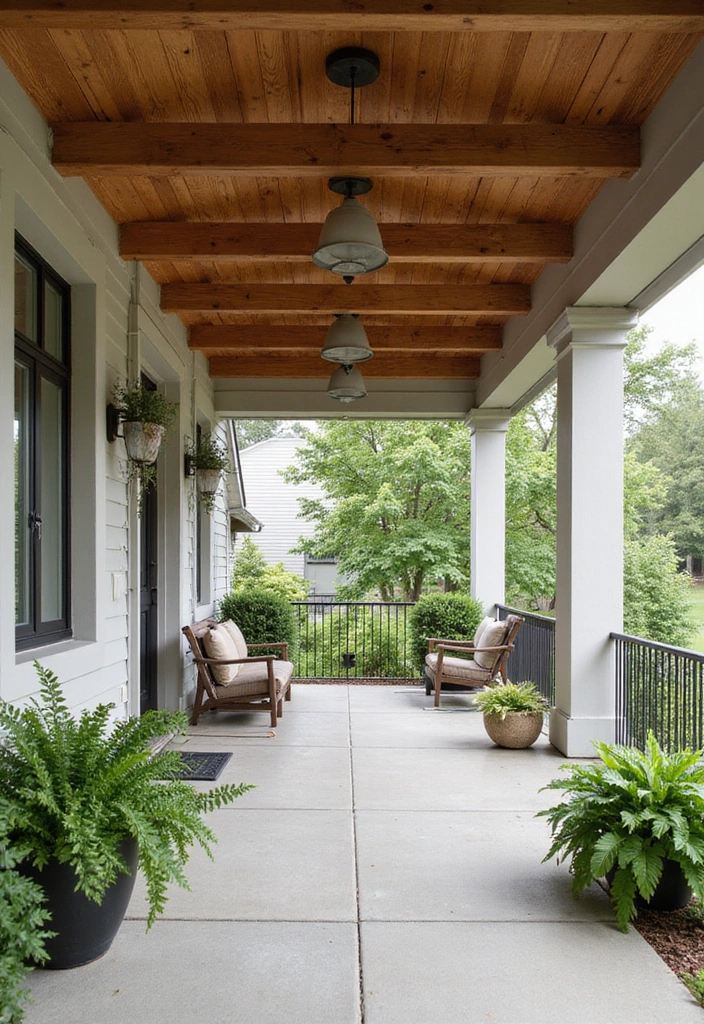 17 Decorative Porch Ceiling Beams That Will Add Character to Your Home (Wait Until You See #6!) - 11. Beams with Natural Finishes for Organic Appeal