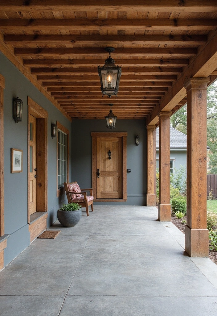 17 Decorative Porch Ceiling Beams That Will Add Character to Your Home (Wait Until You See #6!) - 13. Beams with a Mix of Materials for Texture