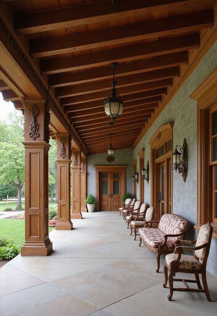 17 Decorative Porch Ceiling Beams That Will Add Character to Your Home (Wait Until You See #6!) - 4. Traditional Beams for a Timeless Appeal