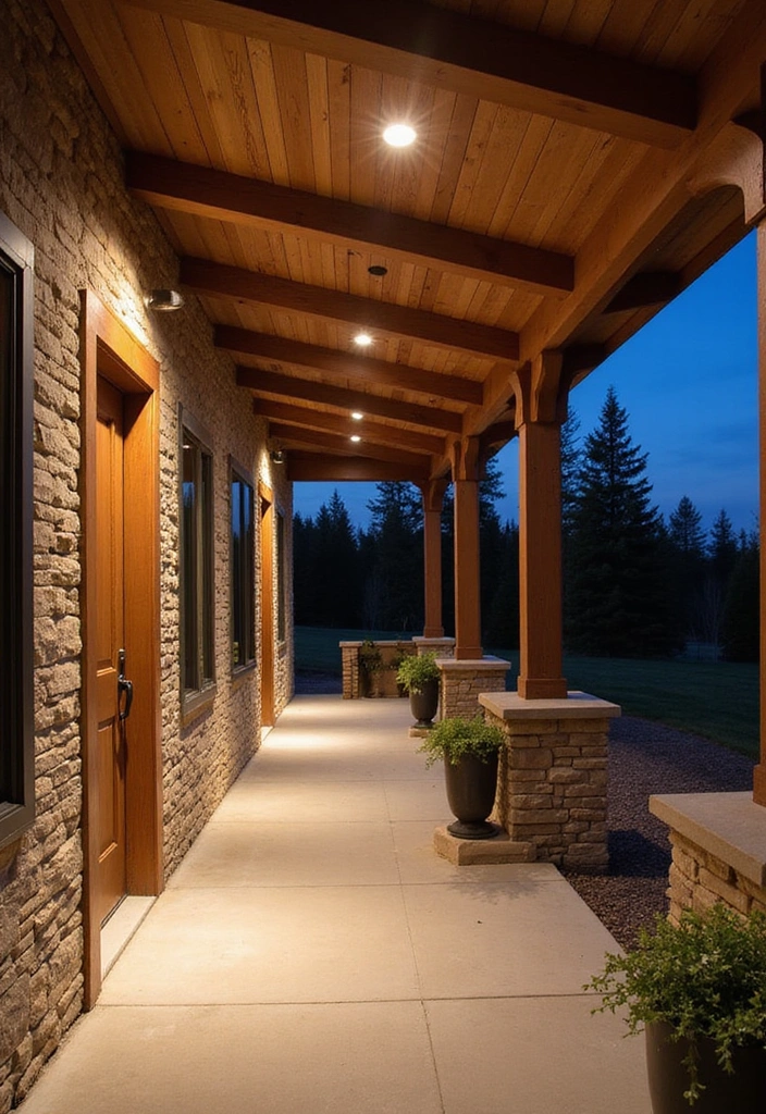 17 Decorative Porch Ceiling Beams That Will Add Character to Your Home (Wait Until You See #6!) - 9. Beams with Integrated Lighting for Modern Flair