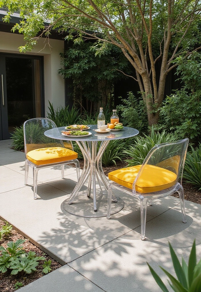 18 Affordable Garden Bistro Set Ideas That Look Like a Million Bucks (You Won't Believe #3!) - 15. Modern Acrylic Set