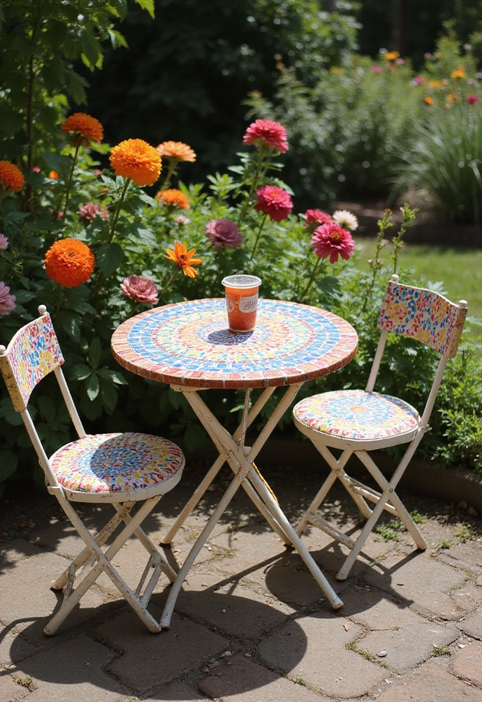 18 Affordable Garden Bistro Set Ideas That Look Like a Million Bucks (You Won't Believe #3!) - 9. Chic Mosaic Table