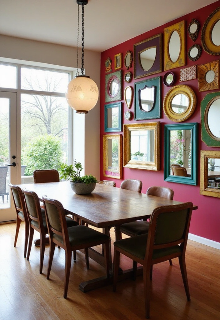 18 Colorful Dining Room Mirror Ideas That'll Brighten Up Your Space Instantly! - 14. Colorful Accent Wall Mirrors