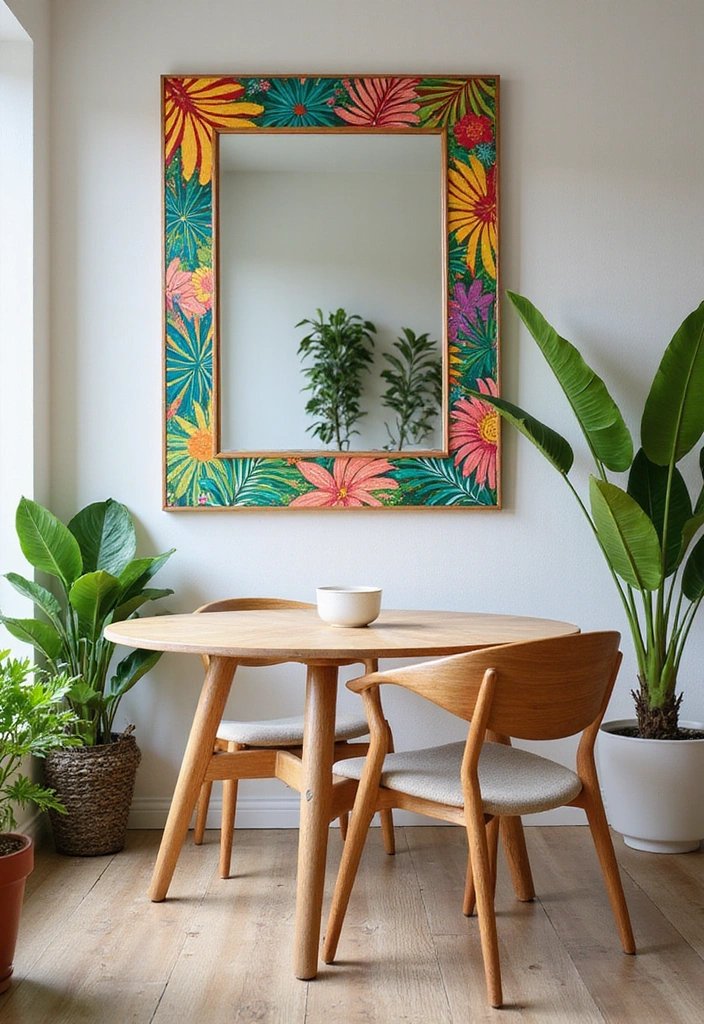 18 Colorful Dining Room Mirror Ideas That'll Brighten Up Your Space Instantly! - 16. Tropical Vibe Mirrors